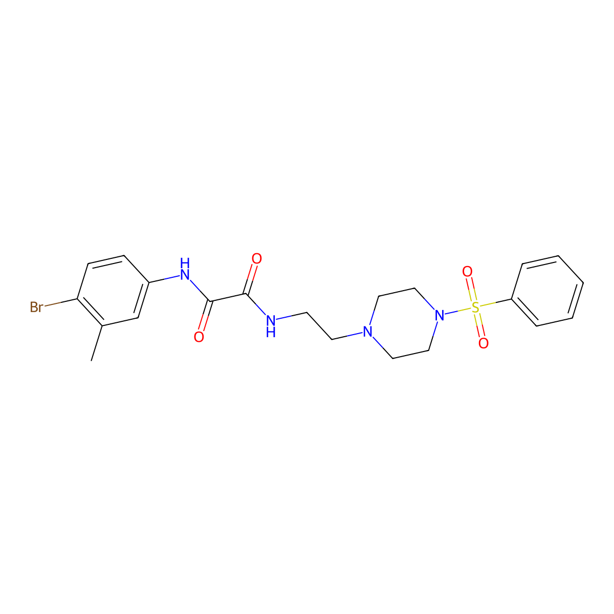 N-[2-[4-(benzenesulfonyl)piperazin-1-yl]ethyl]-N'-(4-bromo-3-methylphenyl)oxamide molecular structure, CAS 488102-26-7