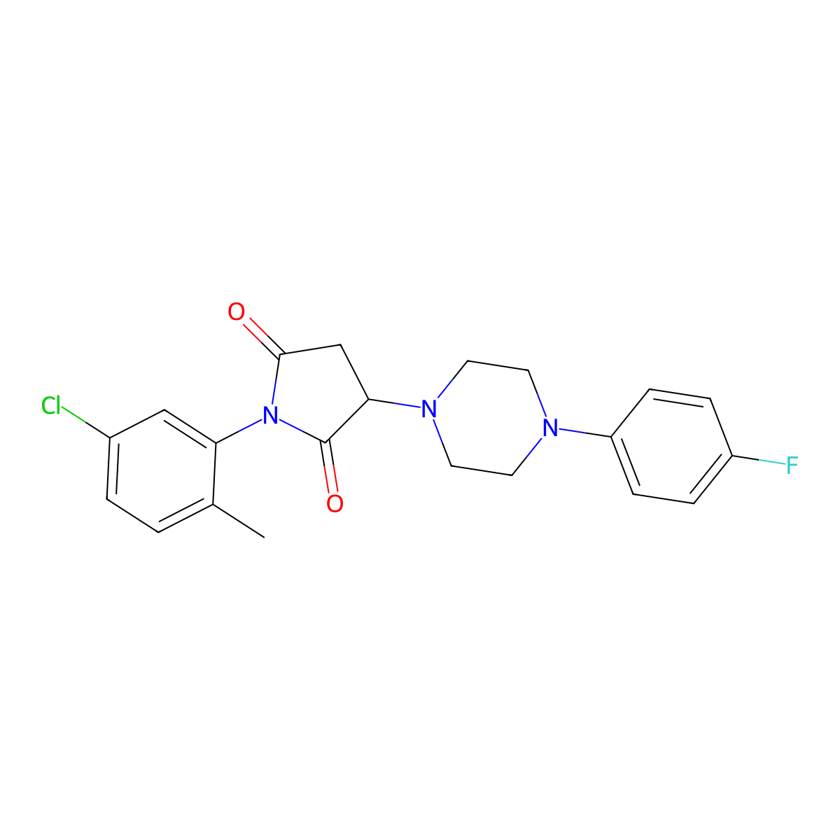 1-(5-Chloro-2-methylphenyl)-3-[4-(4-fluorophenyl)piperazin-1-yl]pyrrolidine-2,5-dione molecular structure, CAS 488102-59-6