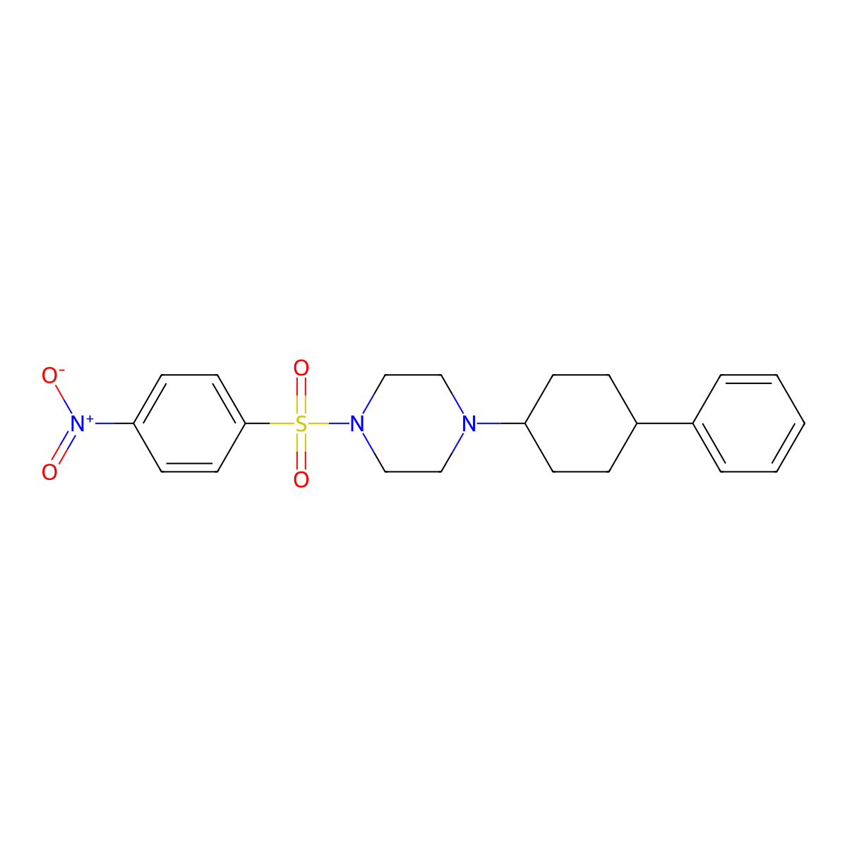 1-(4-Nitrophenyl)sulfonyl-4-(4-phenylcyclohexyl)piperazine molecular structure, CAS 488102-79-0