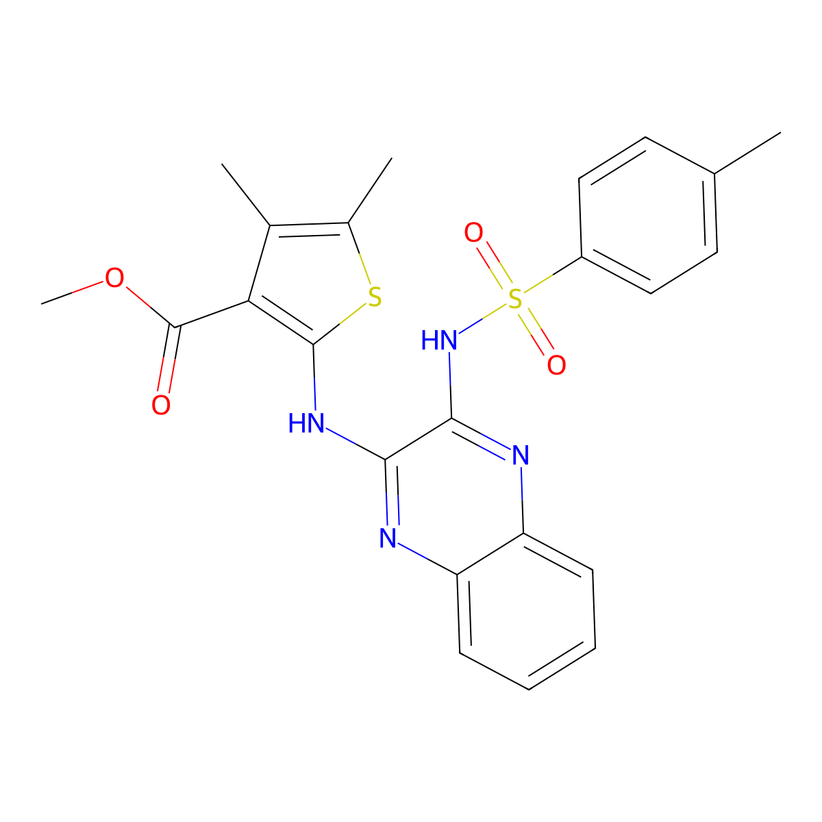 Methyl 4,5-dimethyl-2-[(3-{[(4-methylphenyl)sulfonyl]amino}quinoxalin-2-yl)amino]thiophene-3-carboxylate molecular structure, CAS 488103-01-1