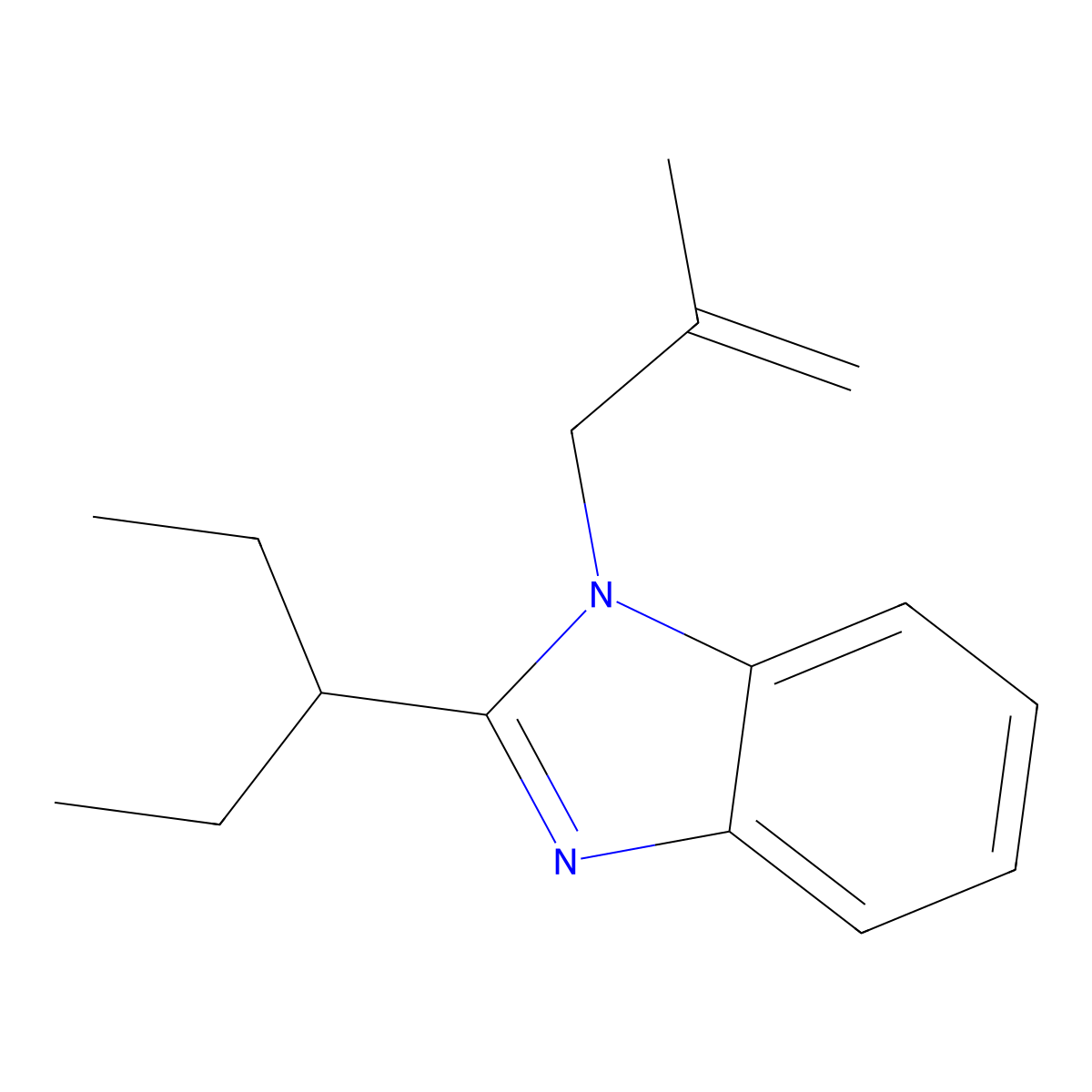 1-(2-Methylprop-2-enyl)-2-pentan-3-ylbenzimidazole molecular structure, CAS 488103-15-7