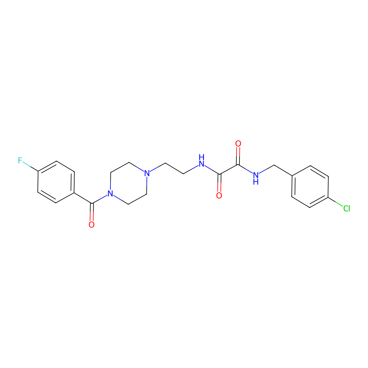 N'-[(4-chlorophenyl)methyl]-N-[2-[4-(4-fluorobenzoyl)piperazin-1-yl]ethyl]oxamide molecular structure, CAS 488103-80-6
