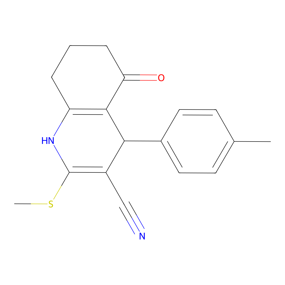 4-(4-methylphenyl)-2-methylsulfanyl-5-oxo-4,6,7,8-tetrahydro-1H-quinoline-3-carbonitrile molecular structure, CAS 488107-37-5