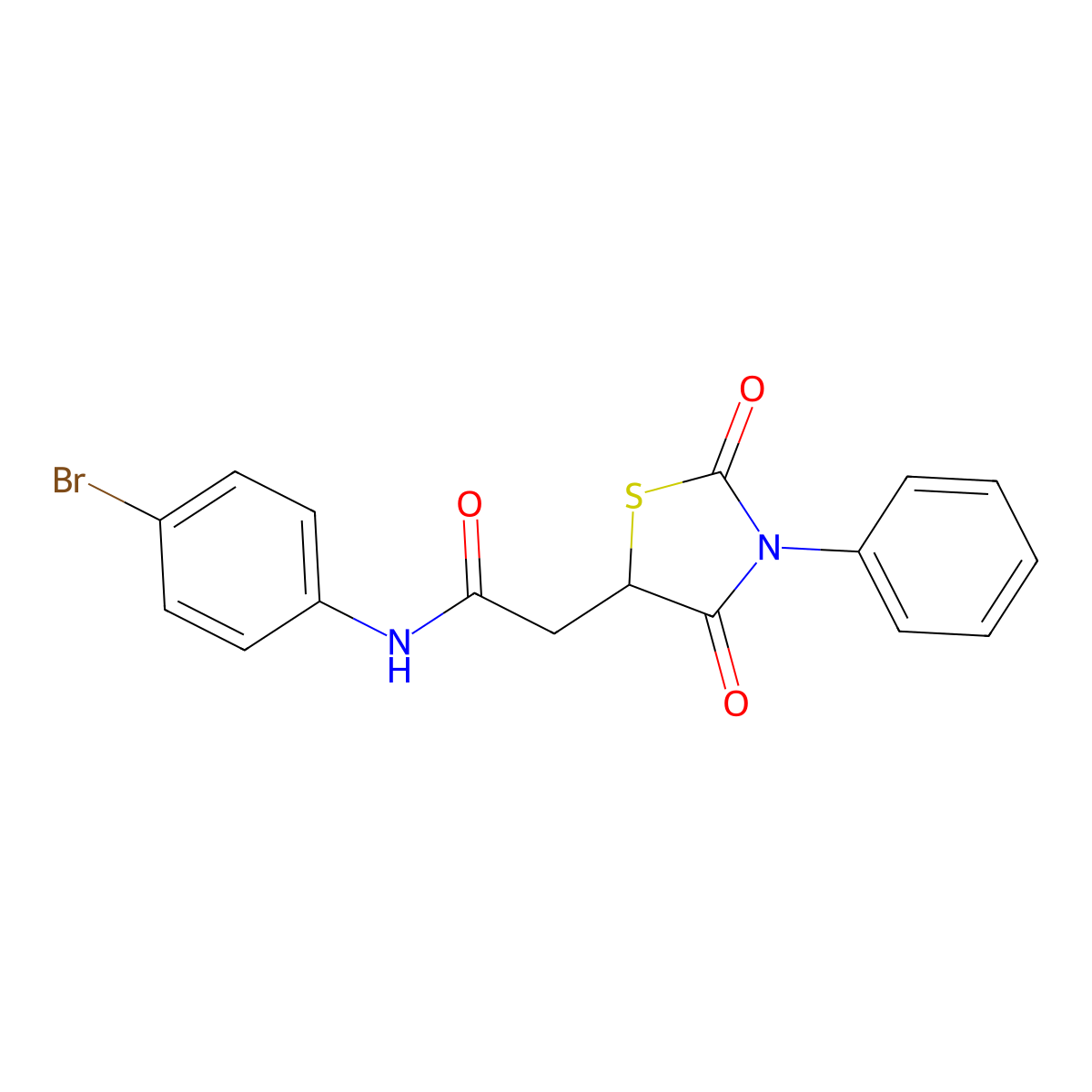 N-(4-bromophenyl)-2-(2,4-dioxo-3-phenyl-1,3-thiazolidin-5-yl)acetamide molecular structure, CAS 488108-01-6