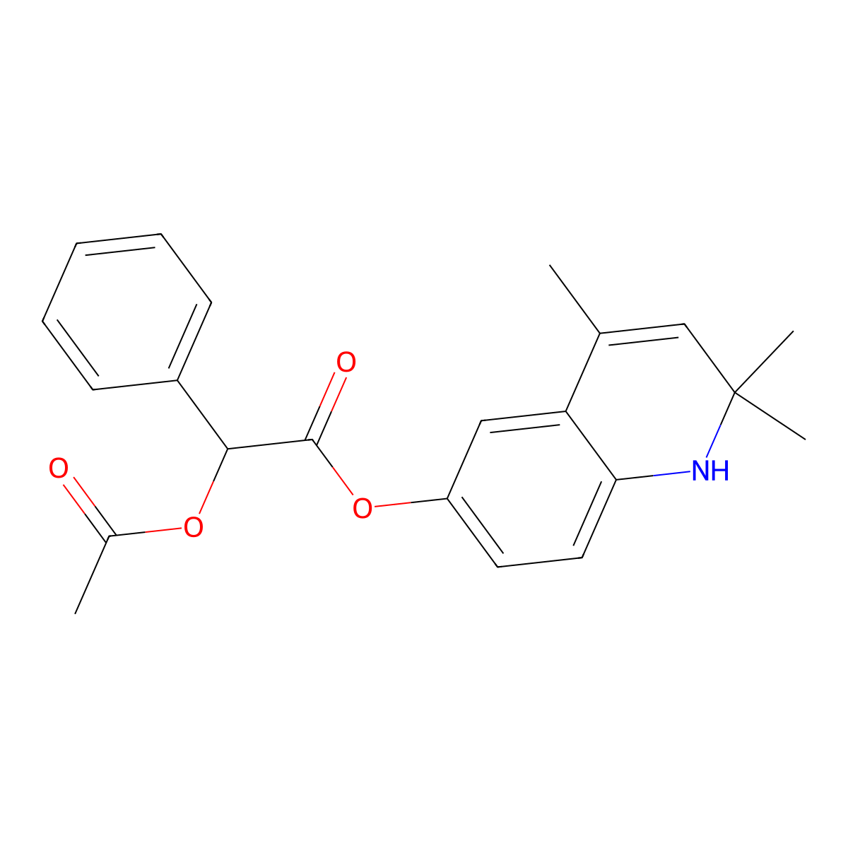 2,2,4-Trimethyl-1,2-dihydroquinolin-6-yl (acetyloxy)(phenyl)acetate molecular structure, CAS 488108-20-9