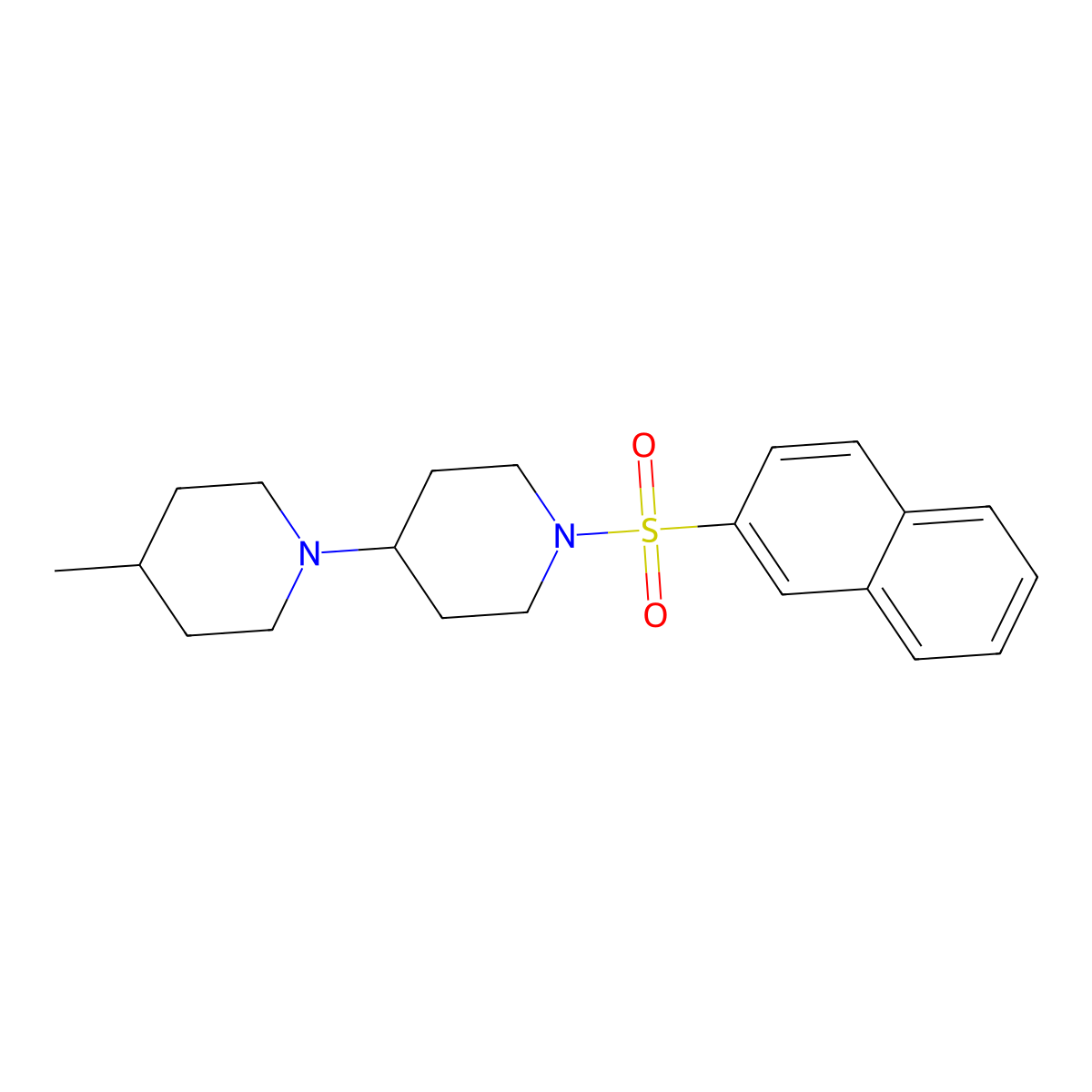 4-Methyl-1-(1-naphthalen-2-ylsulfonylpiperidin-4-yl)piperidine molecular structure, CAS 488108-36-7