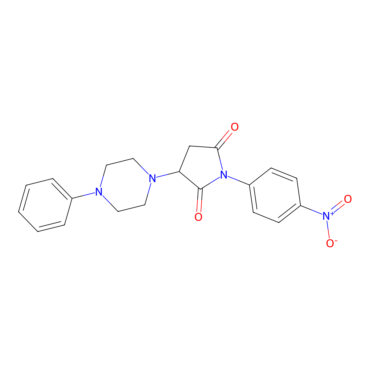 1-(4-Nitrophenyl)-3-(4-phenylpiperazin-1-yl)pyrrolidine-2,5-dione molecular structure, CAS 488108-87-8