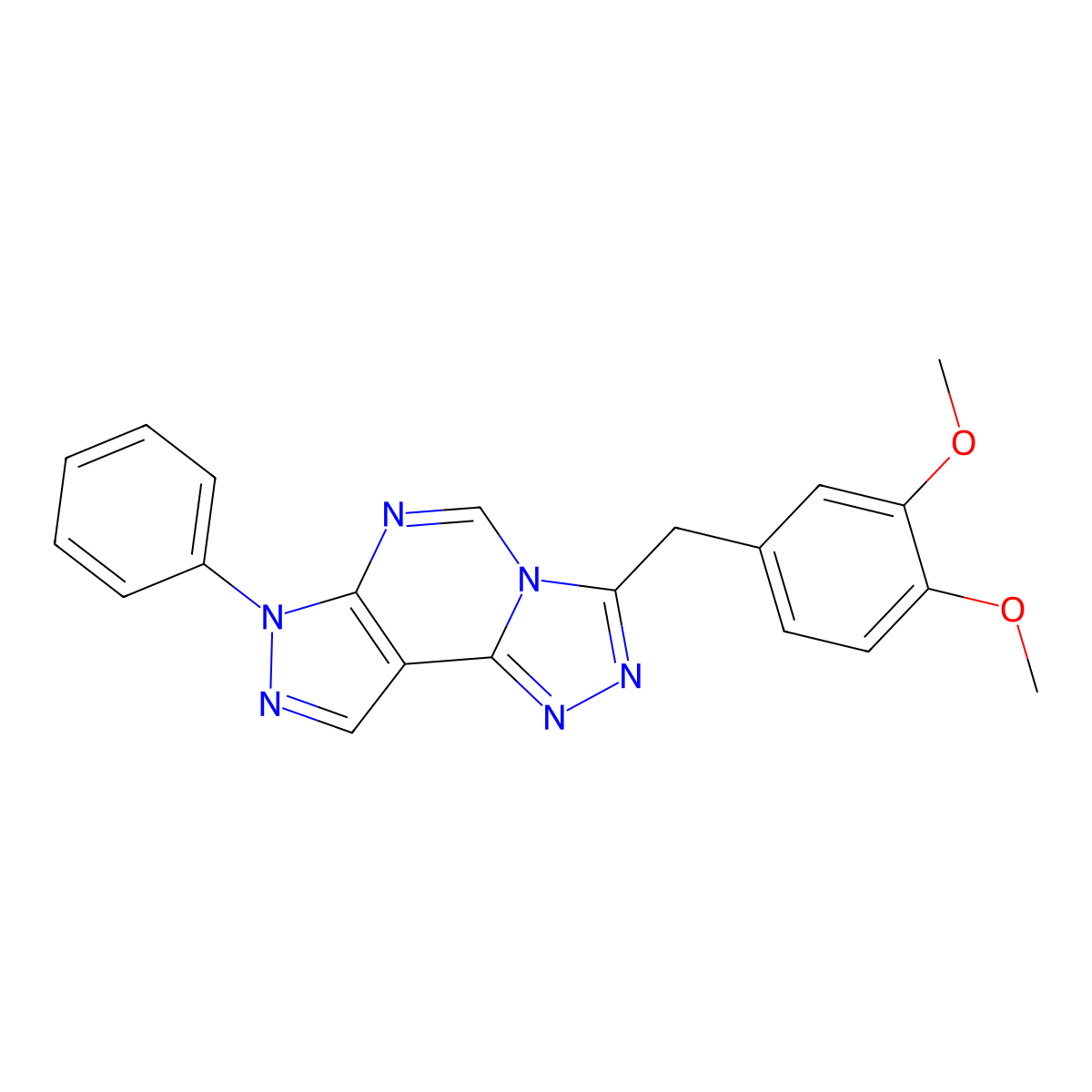 3-(3,4-dimethoxybenzyl)-7-phenyl-7H-pyrazolo[4,3-e][1,2,4]triazolo[4,3-c]pyrimidine molecular structure, CAS 488109-10-0