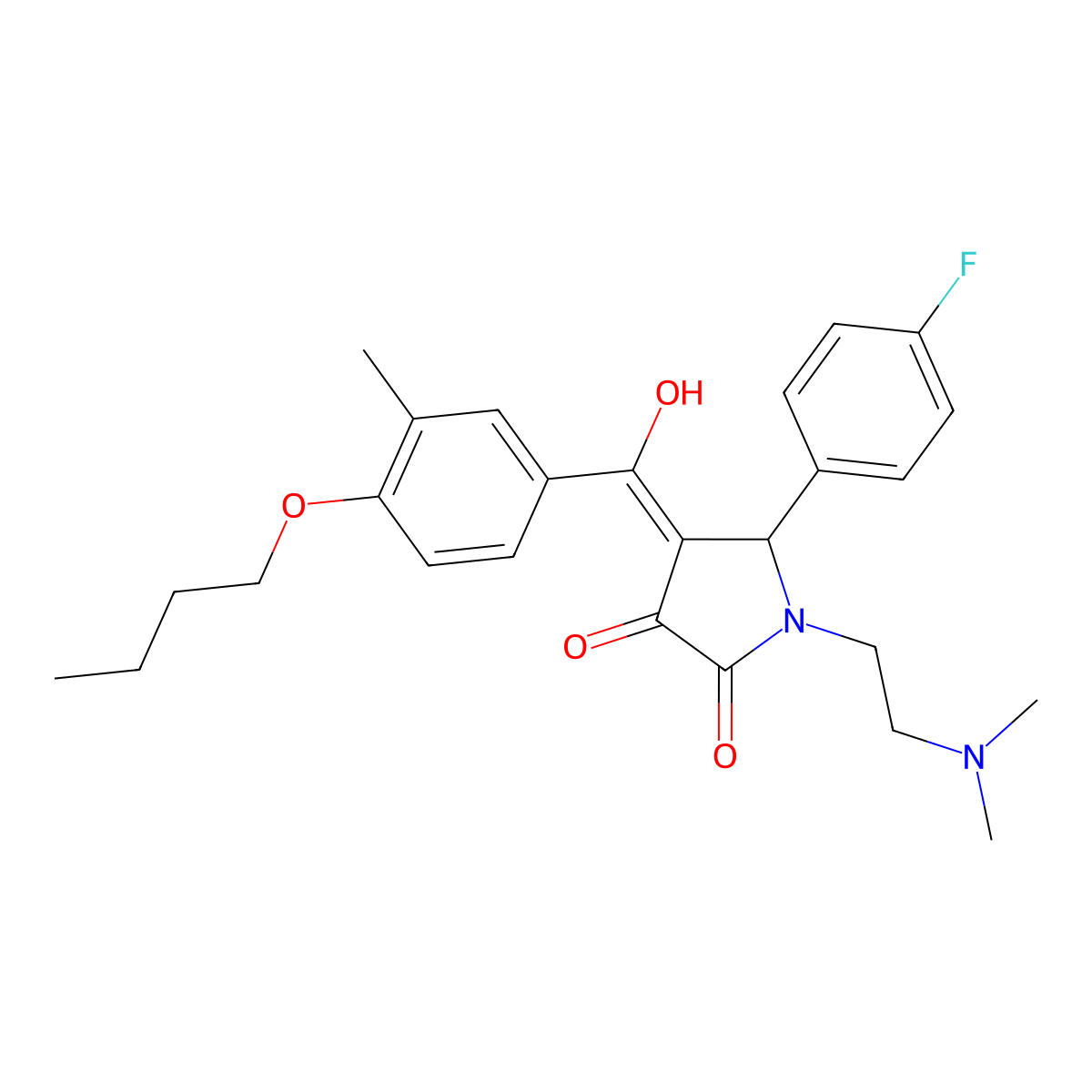 4-(4-butoxy-3-methylbenzoyl)-1-[2-(dimethylamino)ethyl]-5-(4-fluorophenyl)-3-hydroxy-2,5-dihydro-1H-pyrrol-2-one molecular structure, CAS 488109-37-1