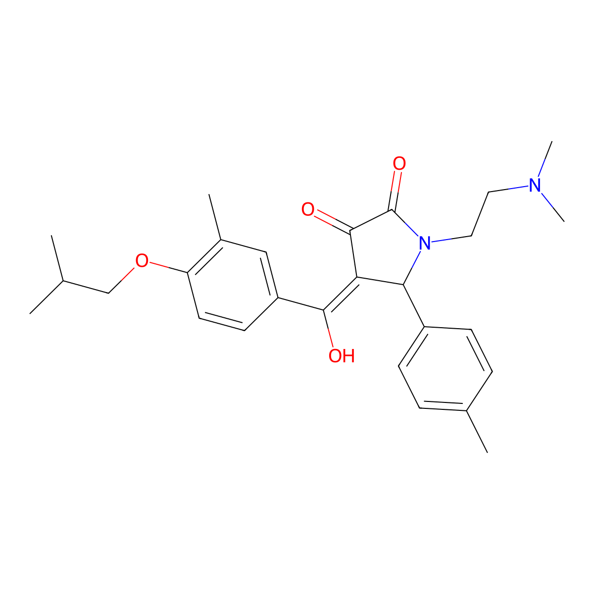 1-[2-(dimethylamino)ethyl]-3-hydroxy-4-[3-methyl-4-(2-methylpropoxy)benzoyl]-5-(4-methylphenyl)-2,5-dihydro-1H-pyrrol-2-one molecular structure, CAS 488110-00-5