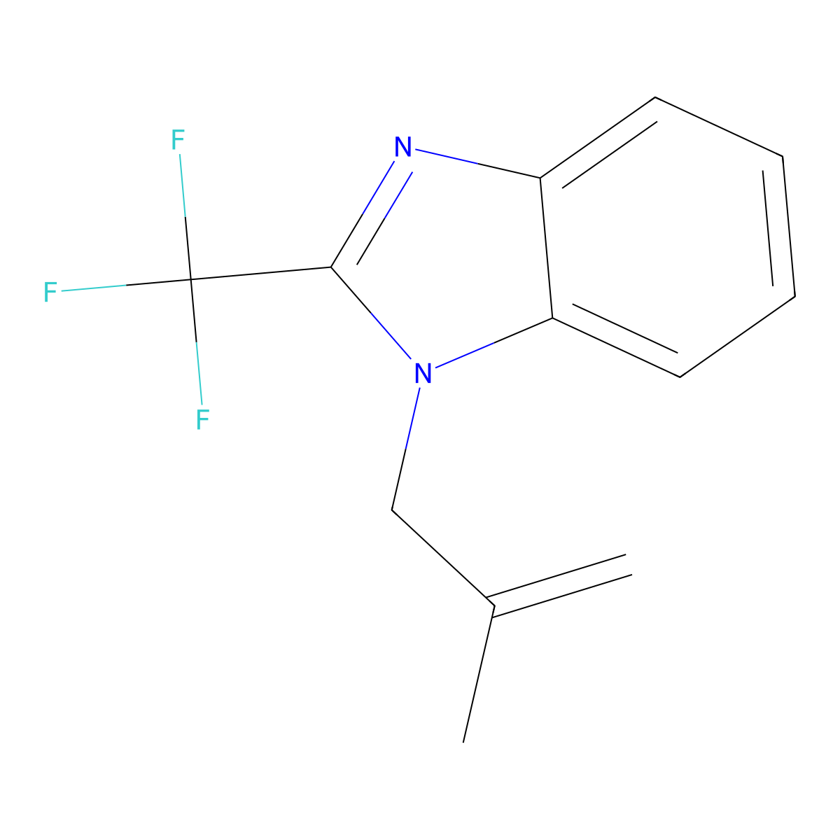 1-(2-Methylprop-2-enyl)-2-(trifluoromethyl)benzimidazole molecular structure, CAS 488110-27-6
