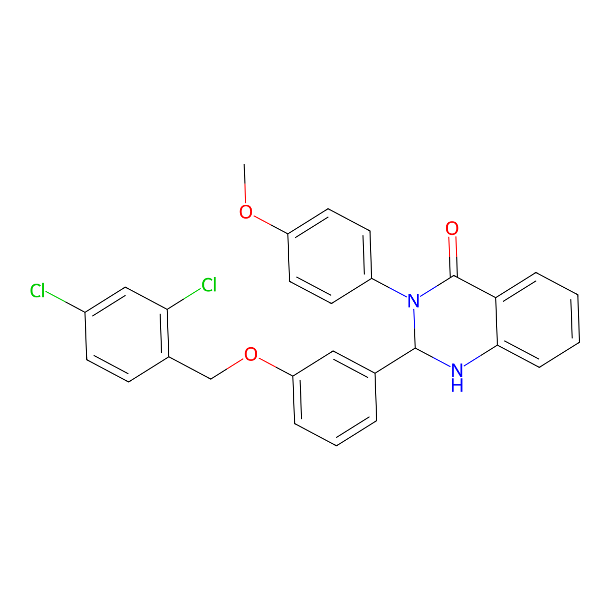 2-[3-[(2,4-Dichlorophenyl)methoxy]phenyl]-3-(4-methoxyphenyl)-1,2-dihydroquinazolin-4-one molecular structure, CAS 488110-46-9