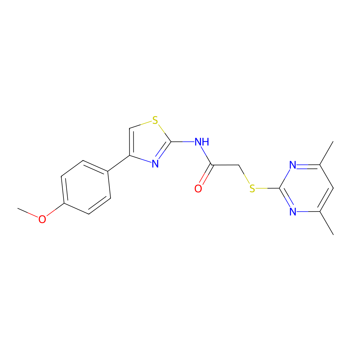 2-[(4,6-dimethylpyrimidin-2-yl)sulfanyl]-N-[4-(4-methoxyphenyl)-1,3-thiazol-2-yl]acetamide molecular structure, CAS 488111-22-4