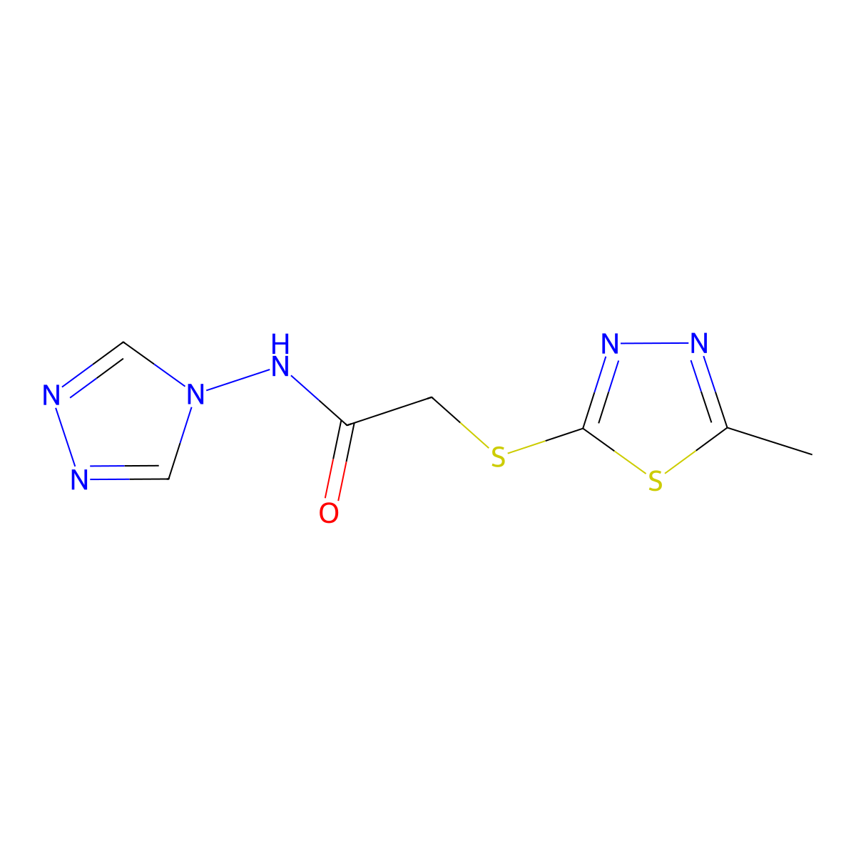 2-((5-methyl-1,3,4-thiadiazol-2-yl)sulfanyl)-N-4H-1,2,4-triazol-4-ylacetamide molecular structure, CAS 488111-25-7