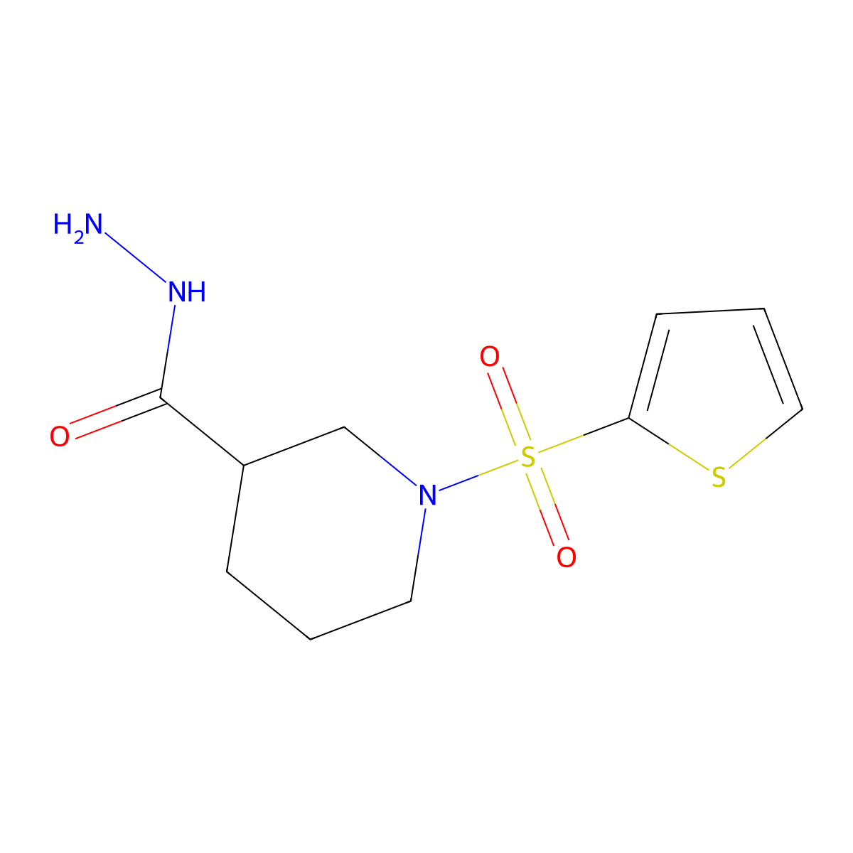 1-(Thiophen-2-ylsulfonyl)piperidine-3-carbohydrazide molecular structure, CAS 488118-79-2