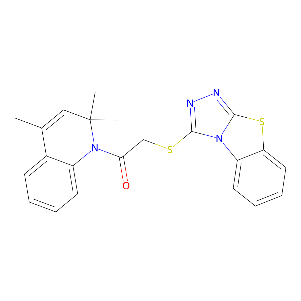 2-([1,2,4]triazolo[3,4-b][1,3]benzothiazol-3-ylsulfanyl)-1-(2,2,4-trimethylquinolin-1(2H)-yl)ethanone molecular structure, CAS 488118-86-1