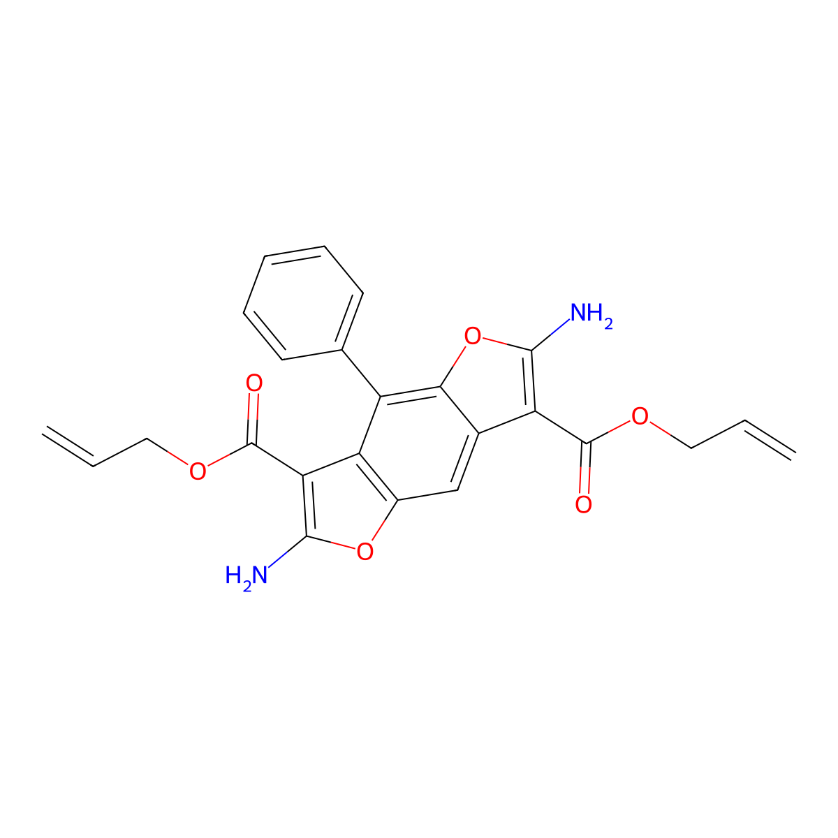 Diallyl 2,6-diamino-4-phenylfuro[2,3-f][1]benzofuran-3,7-dicarboxylate molecular structure, CAS 488119-06-8