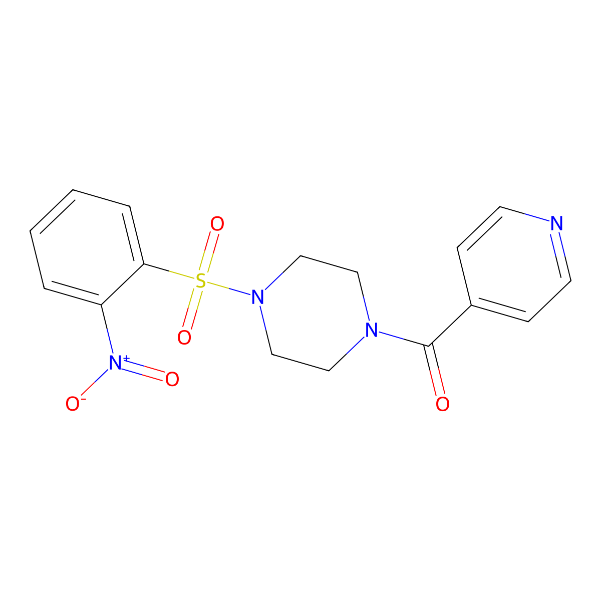 [4-(2-Nitrophenyl)sulfonylpiperazin-1-yl]-pyridin-4-ylmethanone molecular structure, CAS 488119-36-4