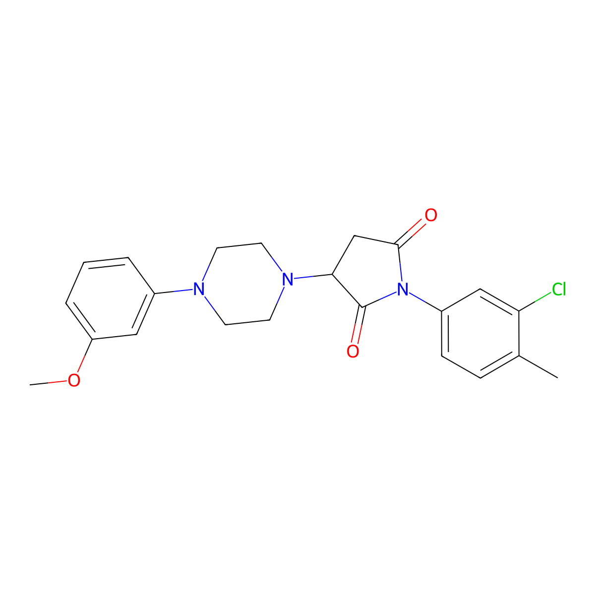 1-(3-Chloro-4-methylphenyl)-3-[4-(3-methoxyphenyl)-1-piperazinyl]-2,5-pyrrolidinedione molecular structure, CAS 488119-63-7