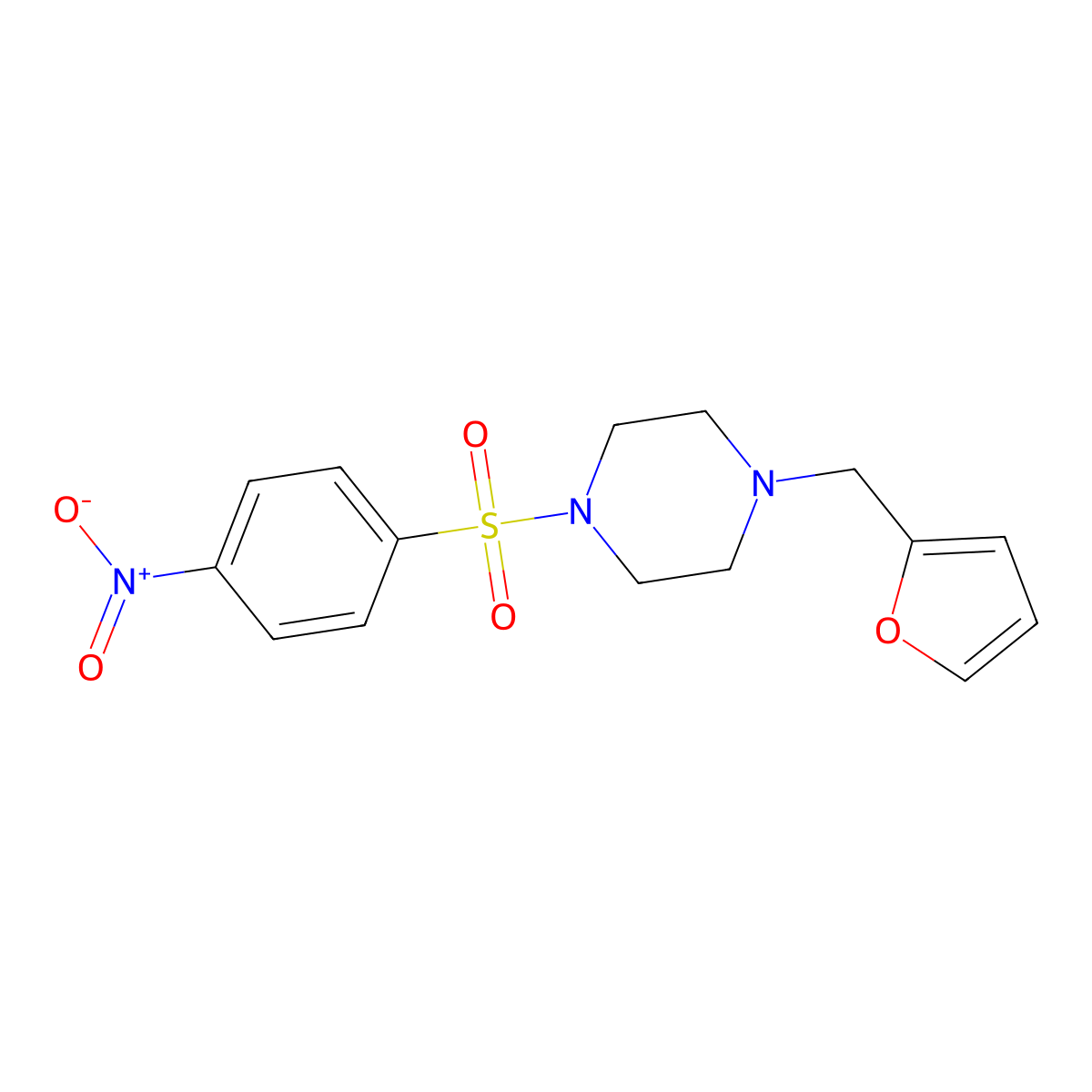 1-(Furan-2-ylmethyl)-4-(4-nitrophenyl)sulfonylpiperazine molecular structure, CAS 488120-18-9