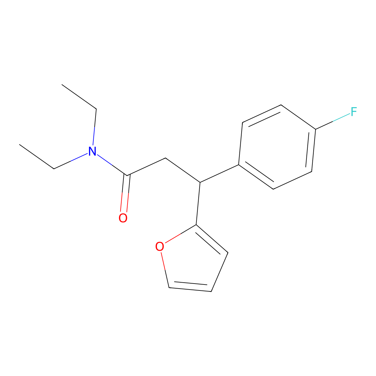 N,N-diethyl-3-(4-fluorophenyl)-3-(furan-2-yl)propanamide molecular structure, CAS 488120-76-9