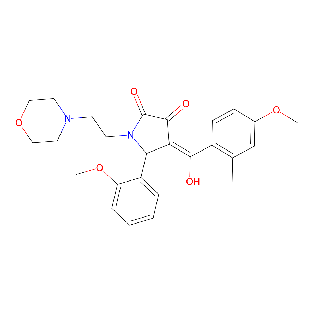 3-hydroxy-4-(4-methoxy-2-methylbenzoyl)-5-(2-methoxyphenyl)-1-[2-(morpholin-4-yl)ethyl]-2,5-dihydro-1H-pyrrol-2-one molecular structure, CAS 488121-83-1