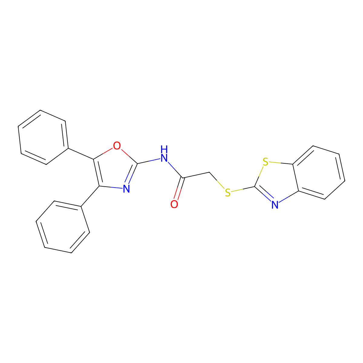 2-(1,3-benzothiazol-2-ylsulfanyl)-N-(4,5-diphenyl-1,3-oxazol-2-yl)acetamide molecular structure, CAS 488121-89-7