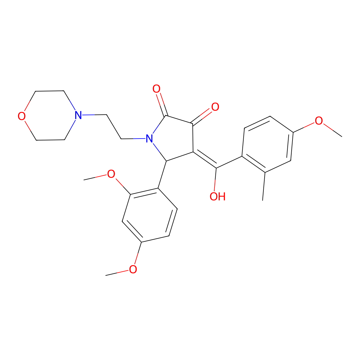 5-(2,4-dimethoxyphenyl)-3-hydroxy-4-(4-methoxy-2-methylbenzoyl)-1-[2-(morpholin-4-yl)ethyl]-2,5-dihydro-1H-pyrrol-2-one molecular structure, CAS 488122-17-4