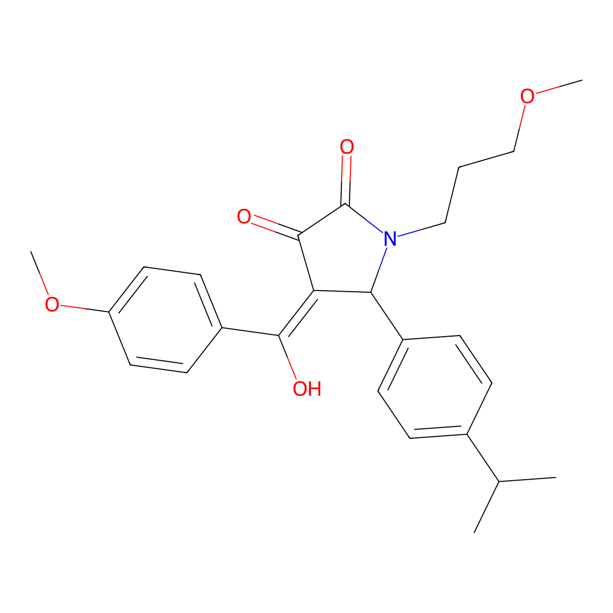 3-hydroxy-4-(4-methoxybenzoyl)-1-(3-methoxypropyl)-5-[4-(propan-2-yl)phenyl]-2,5-dihydro-1H-pyrrol-2-one molecular structure, CAS 488122-32-3