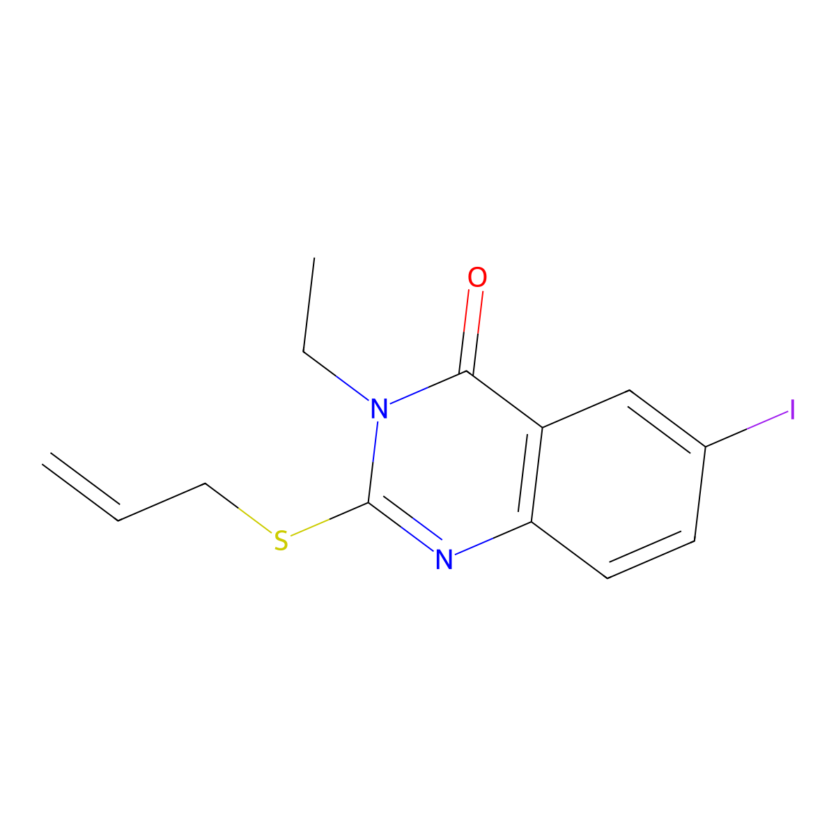 3-Ethyl-6-iodo-2-prop-2-enylsulfanylquinazolin-4-one molecular structure, CAS 488122-34-5