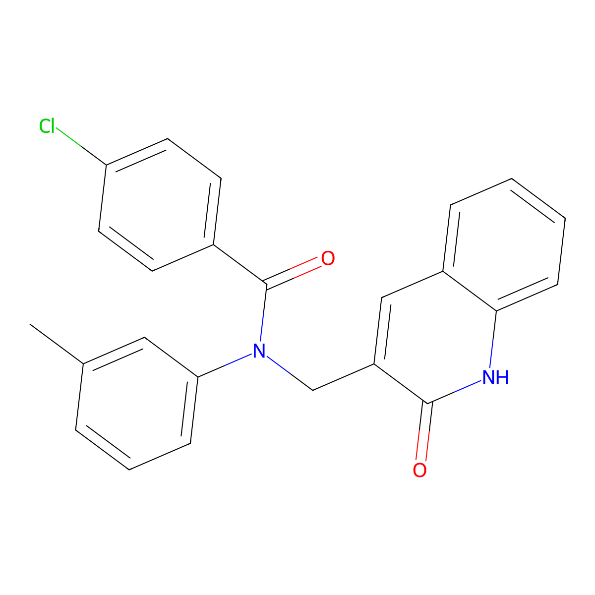 4-chloro-N-(3-methylphenyl)-N-[(2-oxo-1H-quinolin-3-yl)methyl]benzamide molecular structure, CAS 488122-37-8