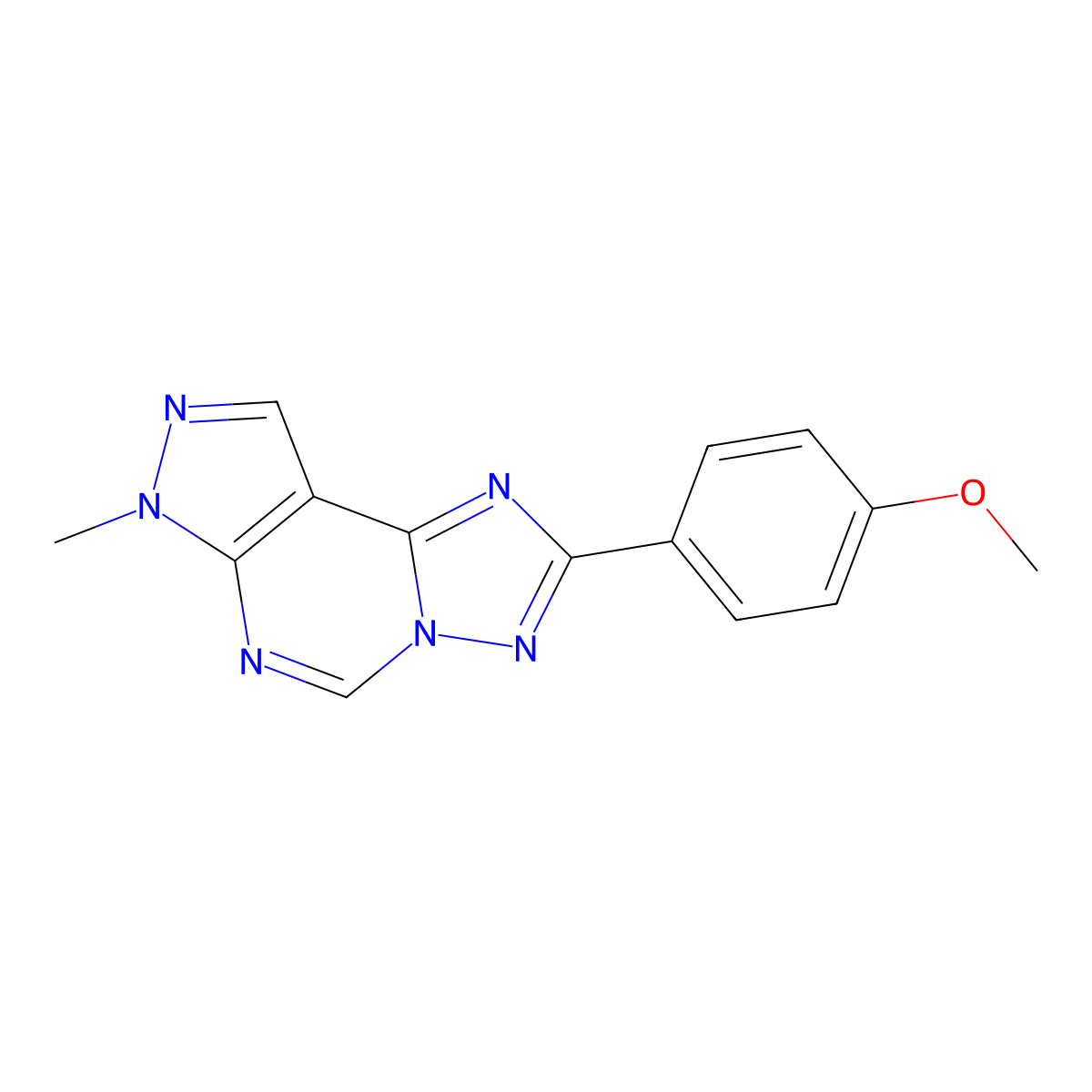 2-(4-methoxyphenyl)-7-methyl-7H-pyrazolo[4,3-e][1,2,4]triazolo[1,5-c]pyrimidine molecular structure, CAS 488122-40-3