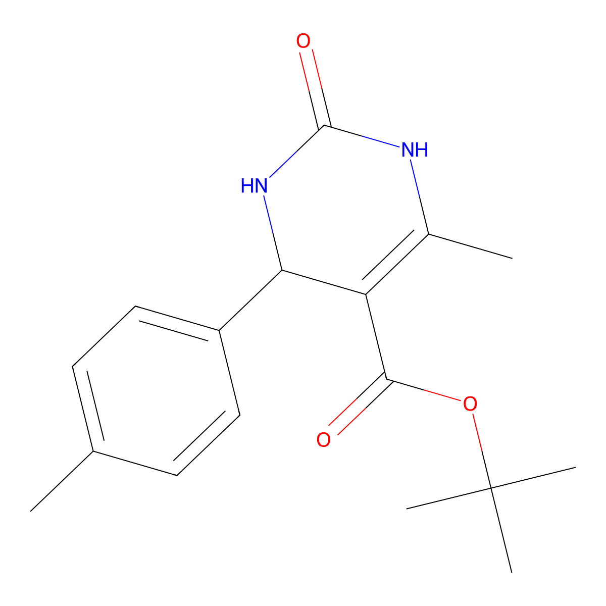 Tert-butyl 6-methyl-4-(4-methylphenyl)-2-oxo-1,2,3,4-tetrahydropyrimidine-5-carboxylate molecular structure, CAS 488123-03-1