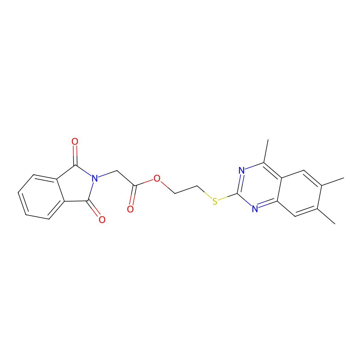 2-[(4,6,7-trimethylquinazolin-2-yl)sulfanyl]ethyl (1,3-dioxo-1,3-dihydro-2H-isoindol-2-yl)acetate molecular structure, CAS 488123-12-2