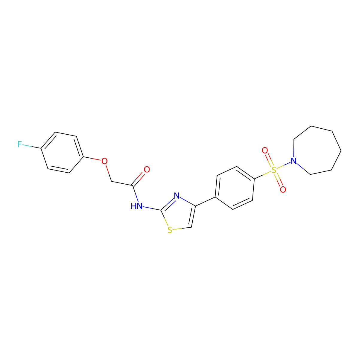 N-{4-[4-(azepane-1-sulfonyl)phenyl]-1,3-thiazol-2-yl}-2-(4-fluorophenoxy)acetamide molecular structure, CAS 488123-18-8