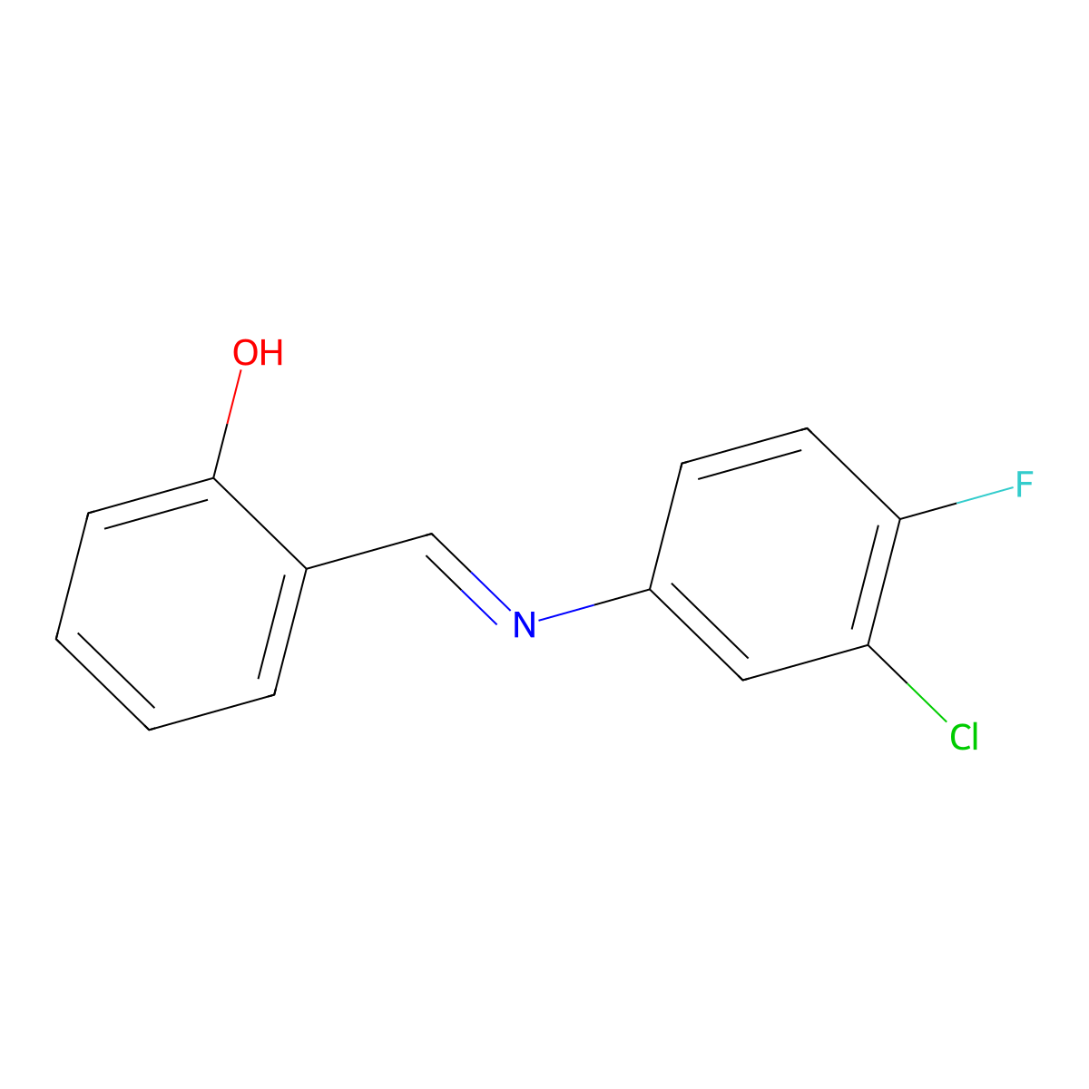 2-{(E)-[(3-chloro-4-fluorophenyl)imino]methyl}phenol molecular structure, CAS 488124-39-6