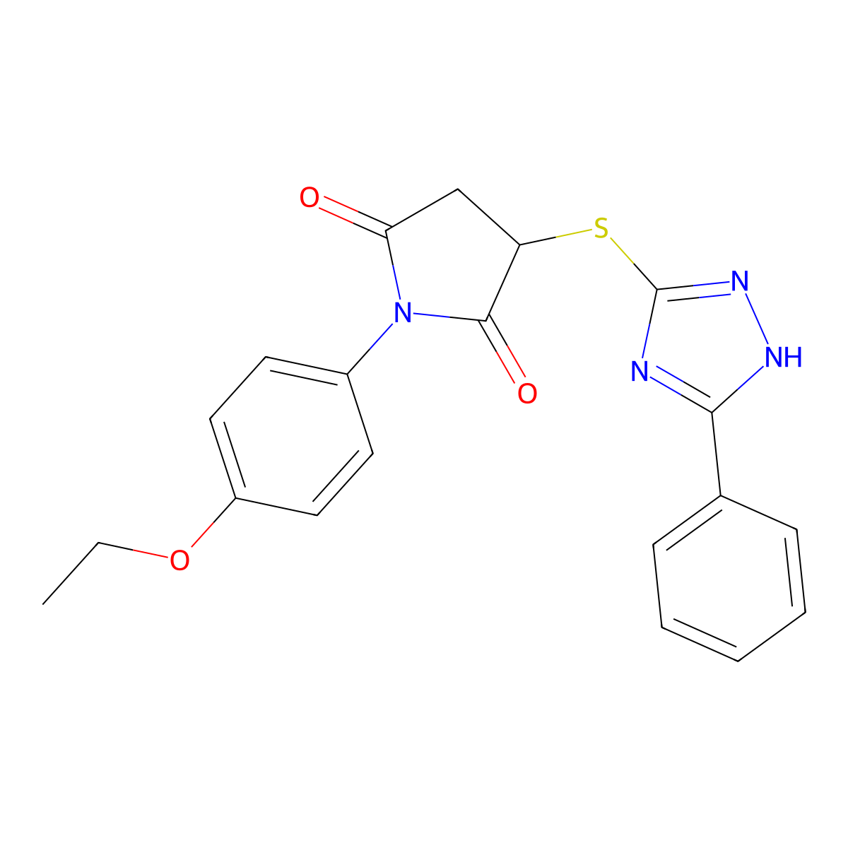 1-(4-ethoxyphenyl)-3-[(5-phenyl-4H-1,2,4-triazol-3-yl)sulfanyl]-2,5-pyrrolidinedione molecular structure, CAS 488128-67-2