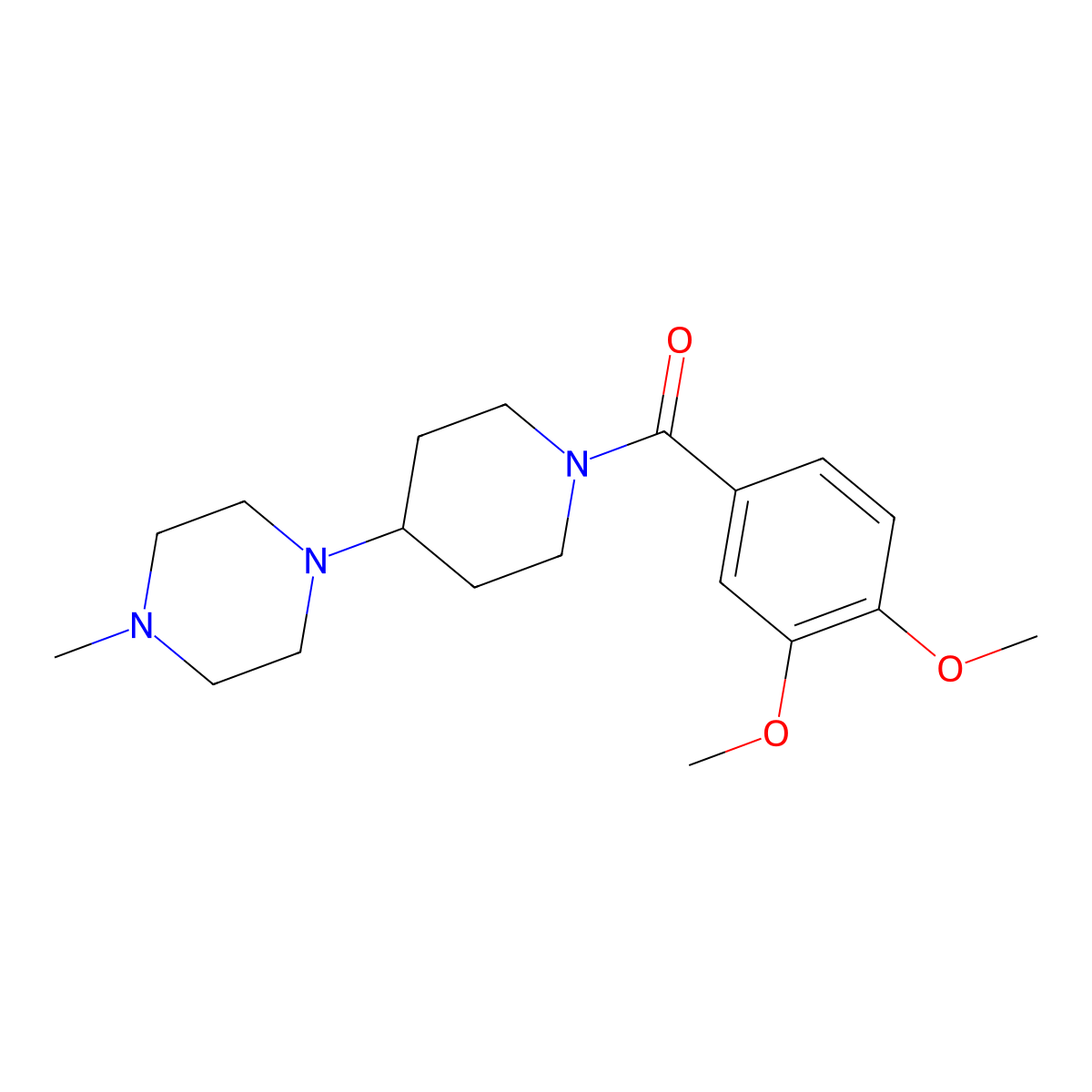 (3,4-Dimethoxyphenyl)-[4-(4-methylpiperazin-1-yl)piperidin-1-yl]methanone molecular structure, CAS 488128-75-2