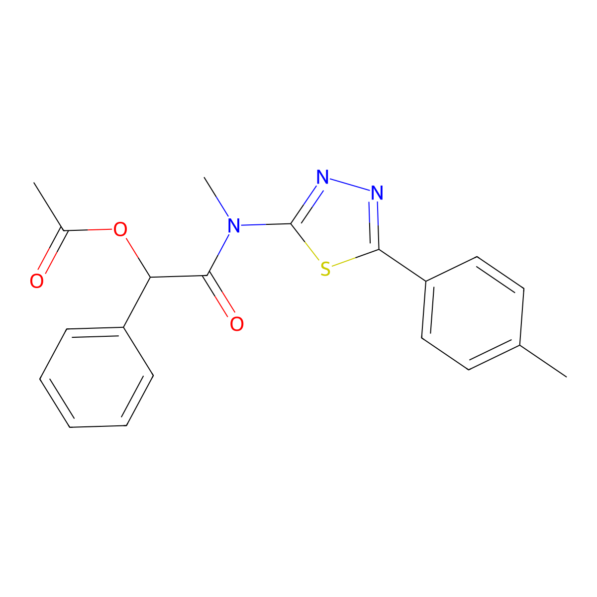 2-{Methyl[5-(4-methylphenyl)-1,3,4-thiadiazol-2-yl]amino}-2-oxo-1-phenylethyl acetate molecular structure, CAS 488129-20-0