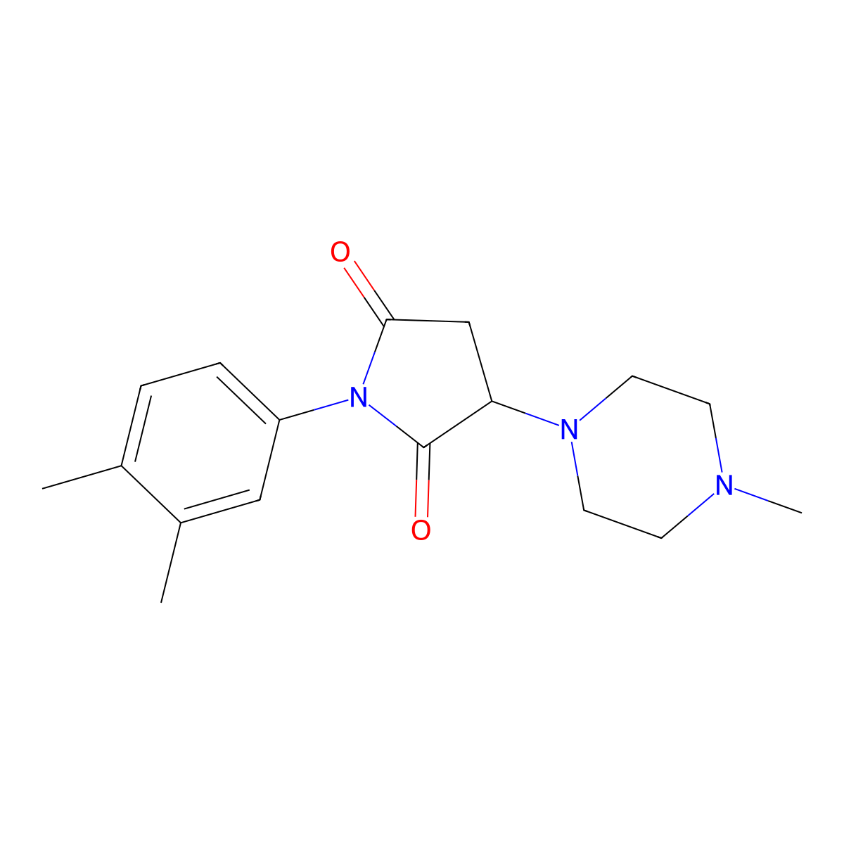 1-(3,4-Dimethylphenyl)-3-(4-methylpiperazin-1-yl)pyrrolidine-2,5-dione molecular structure, CAS 488129-61-9