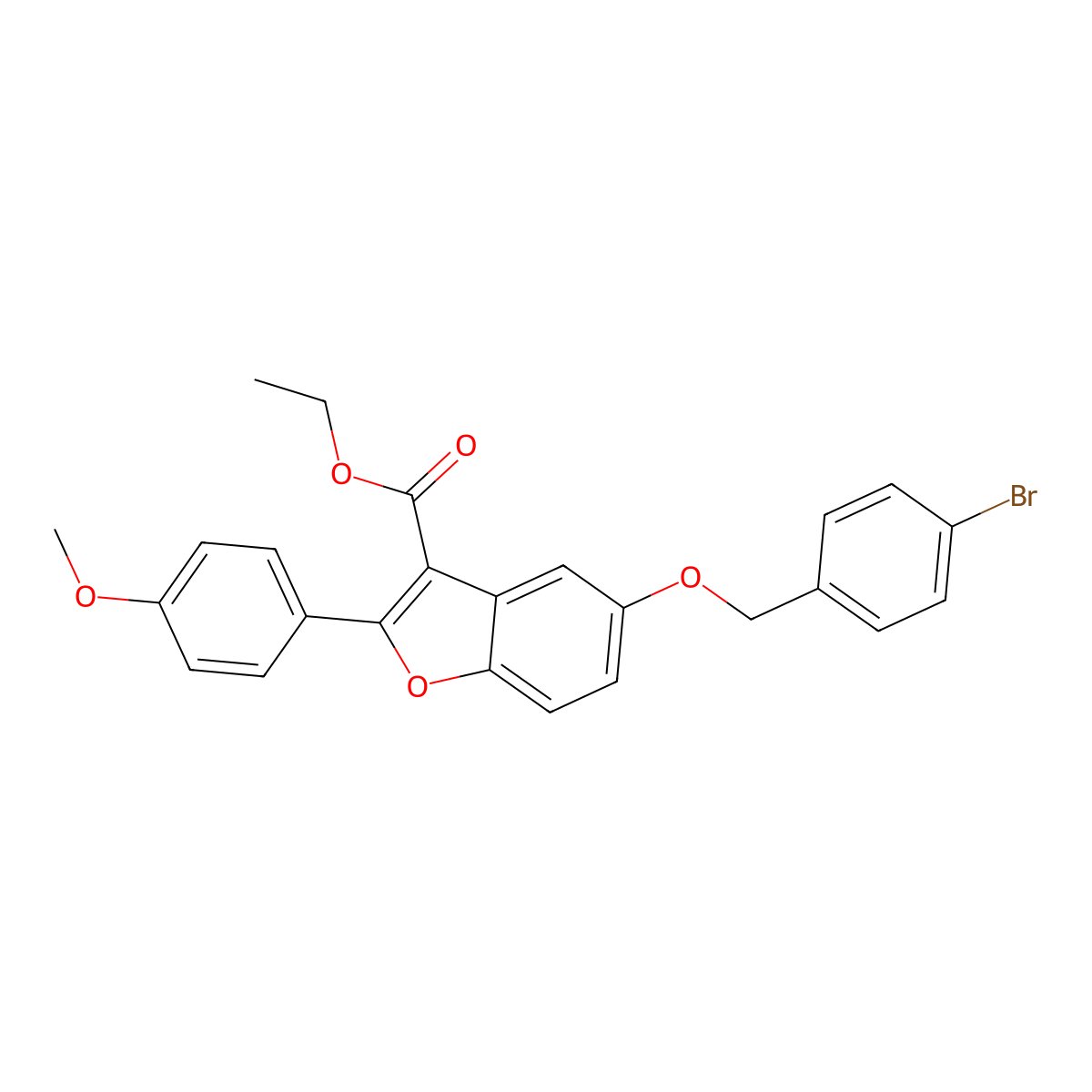 Ethyl 5-[(4-bromophenyl)methoxy]-2-(4-methoxyphenyl)-1-benzofuran-3-carboxylate molecular structure, CAS 488130-19-4