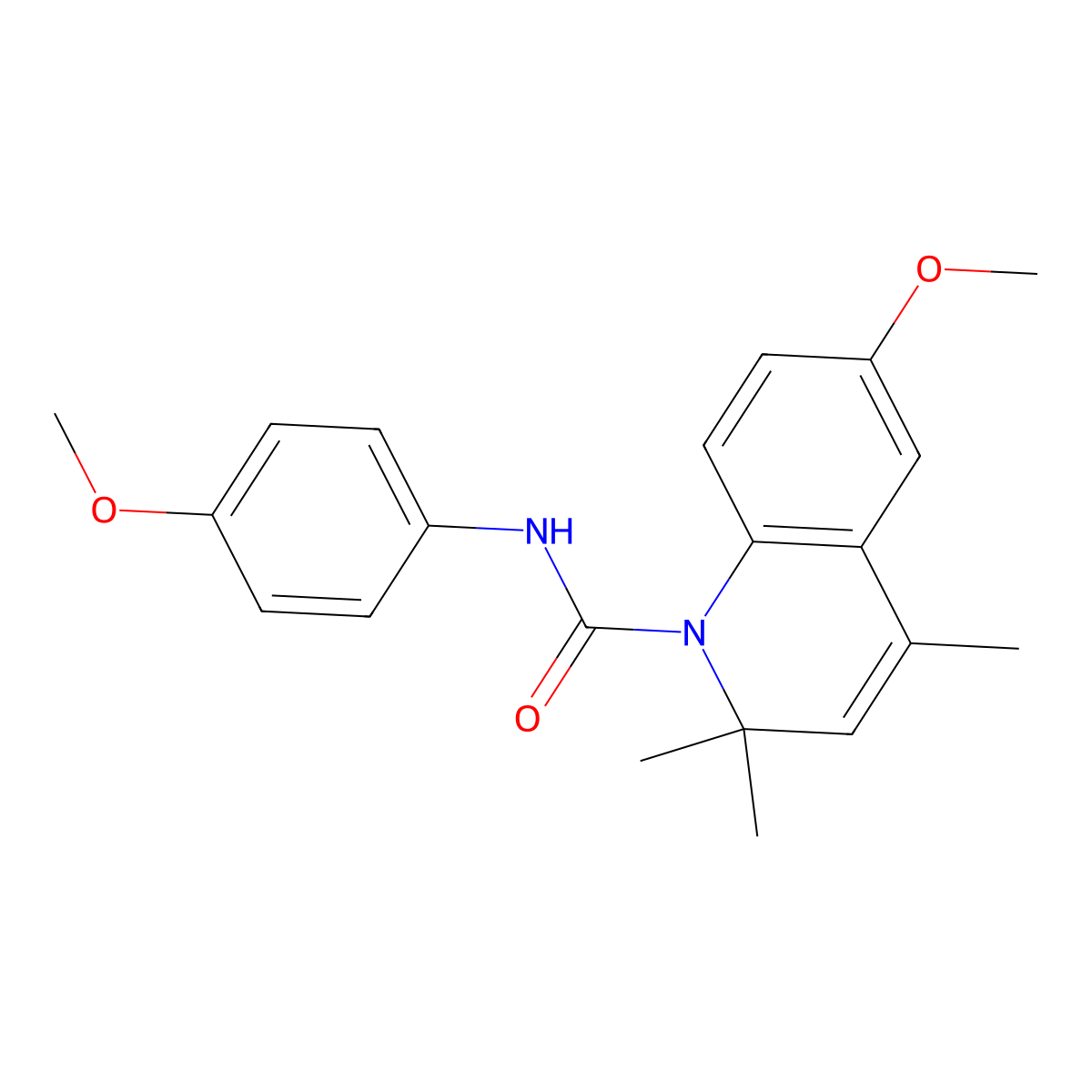 6-methoxy-N-(4-methoxyphenyl)-2,2,4-trimethylquinoline-1(2H)-carboxamide molecular structure, CAS 488131-32-4