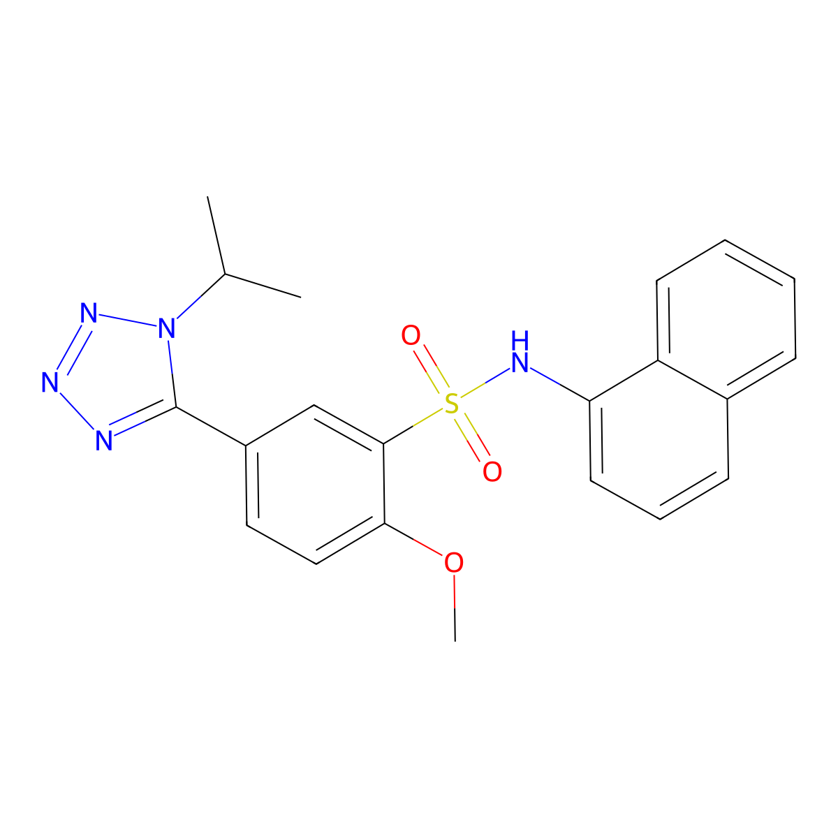 2-methoxy-N-(naphthalen-1-yl)-5-[1-(propan-2-yl)-1H-tetrazol-5-yl]benzenesulfonamide molecular structure, CAS 488131-57-3
