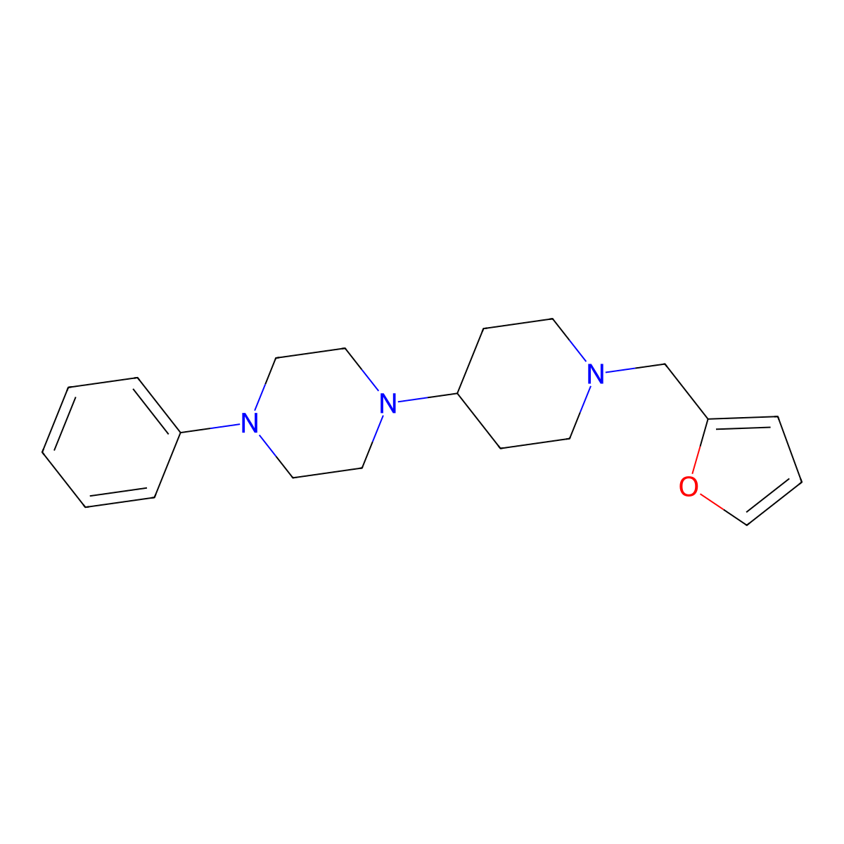 1-[1-(Furan-2-ylmethyl)piperidin-4-yl]-4-phenylpiperazine molecular structure, CAS 488131-74-4