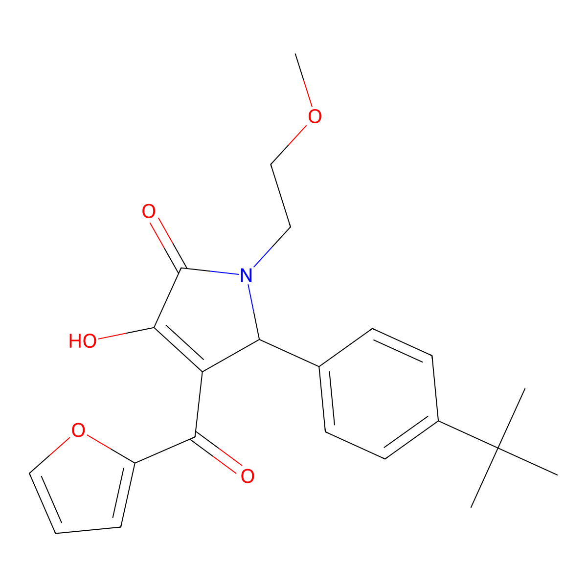(4E)-5-(4-tert-butylphenyl)-4-[furan-2-yl(hydroxy)methylidene]-1-(2-methoxyethyl)pyrrolidine-2,3-dione molecular structure, CAS 488131-77-7