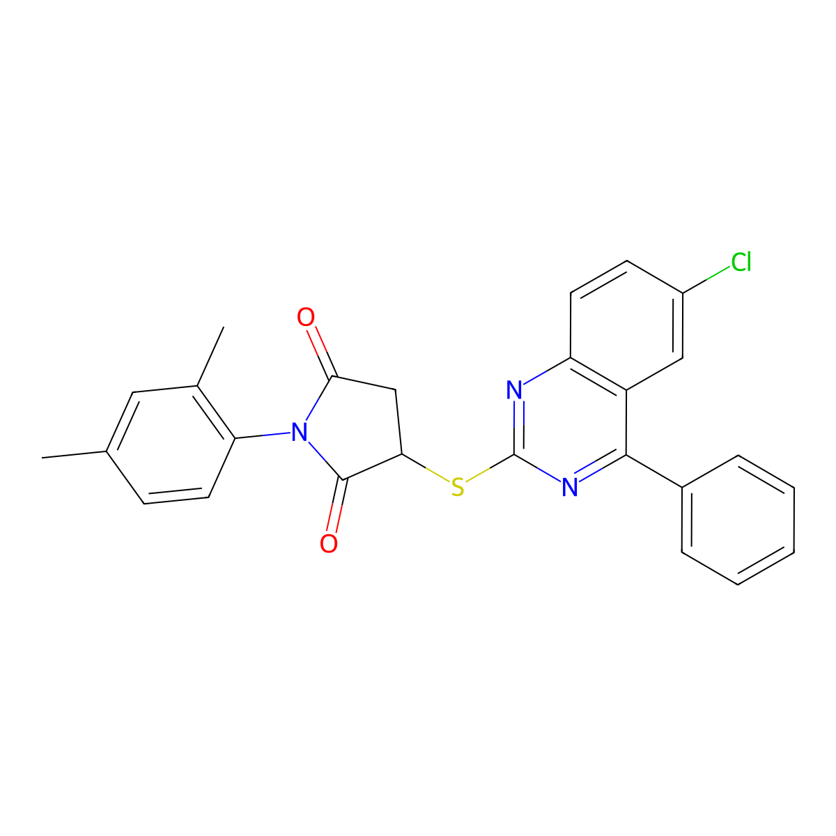 3-[(6-Chloro-4-phenylquinazolin-2-yl)sulfanyl]-1-(2,4-dimethylphenyl)pyrrolidine-2,5-dione molecular structure, CAS 488131-99-3