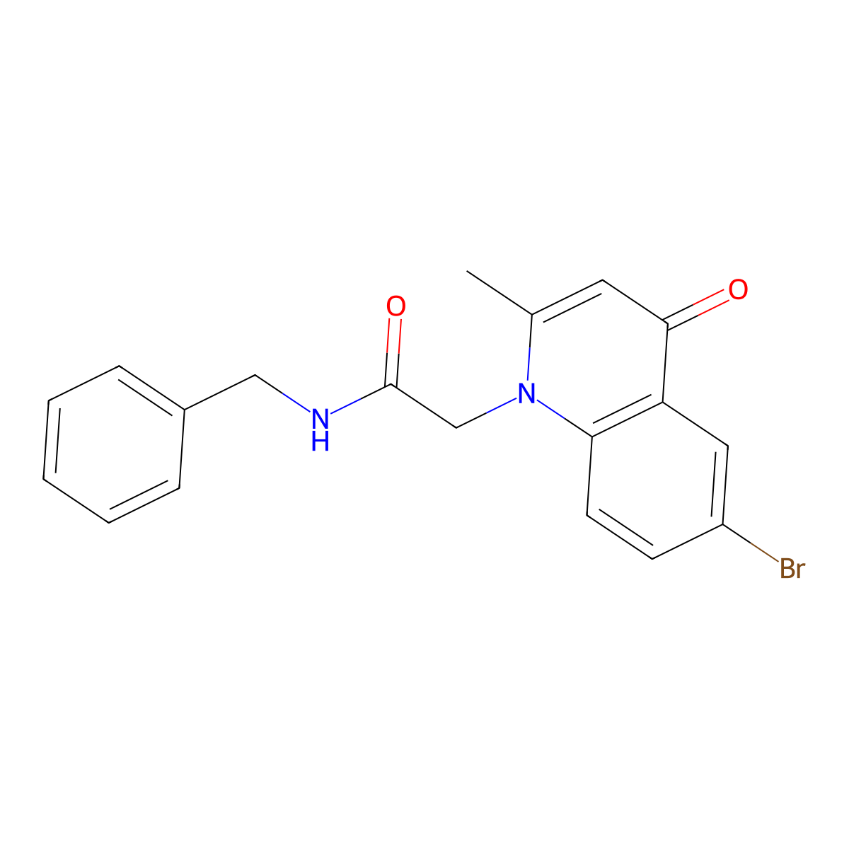 N-benzyl-2-(6-bromo-2-methyl-4-oxoquinolin-1-yl)acetamide molecular structure, CAS 488132-04-3