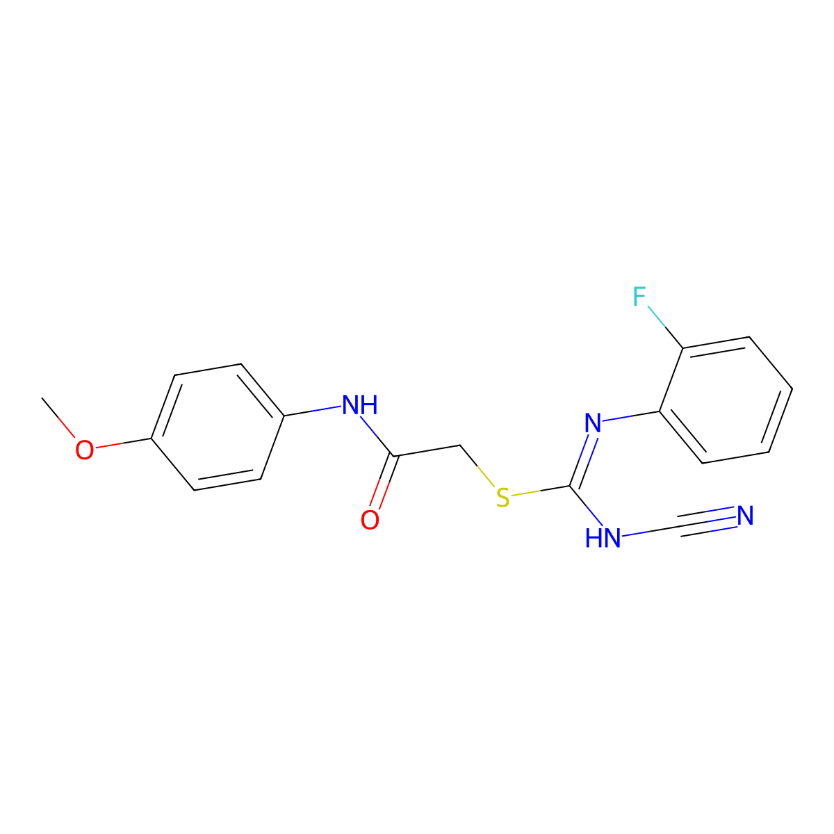 [2-(4-methoxyanilino)-2-oxoethyl] N-cyano-N'-(2-fluorophenyl)carbamimidothioate molecular structure, CAS 488132-06-5