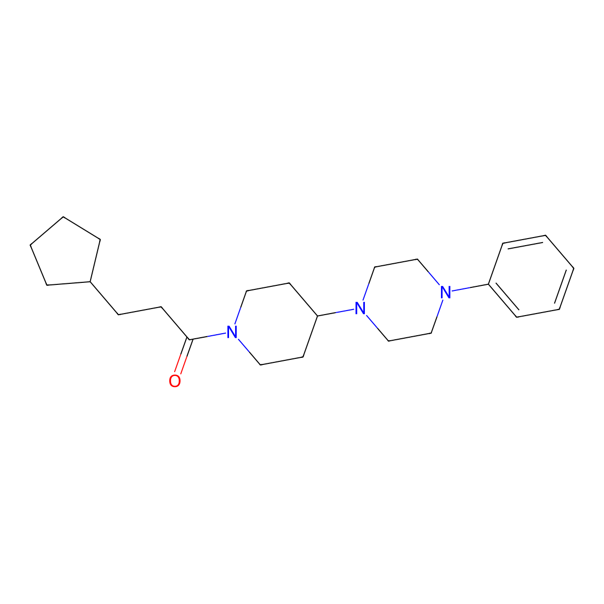 3-Cyclopentyl-1-[4-(4-phenylpiperazin-1-yl)piperidin-1-yl]propan-1-one molecular structure, CAS 488132-63-4
