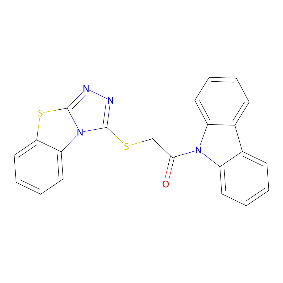1-(9H-carbazol-9-yl)-2-([1,2,4]triazolo[3,4-b][1,3]benzothiazol-3-ylsulfanyl)ethanone molecular structure, CAS 488132-64-5